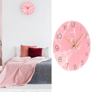 Minimalistische Und Kreative Rosa Wanduhr, Uv-bedruckte Acryluhr, Dekoration Für Das Wohnzimmer.