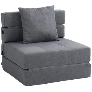 MODFU Schlafsofa Dunkelgrauer Klappsessel mit Schlaffunktion & Gästebett-Option, 70x70x61 cm 2-in-1 Design, belastbar bis 100 kg, leicht zu verwandeln 1 Teile, Ideal für kleine Wohnungen, Homeoffice & Übernachtungsgäste grau