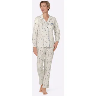 Schlafanzug WÄSCHEPUR Gr. 48/50, weiß (weiß, blau) Damen Homewear-Sets Pyjamas