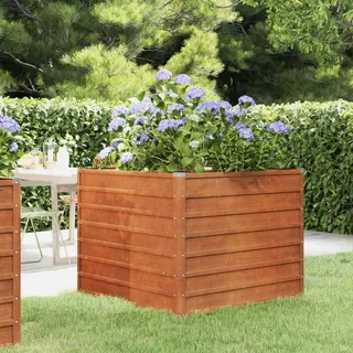 WIFESE Hochbeet Pflanzbeet Gartenbeet 100x100 cm Gemüsebeet 77 cm H Raised Bed Cortenstahl