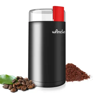 Kaffeemühle, Wancle Elektrische Kaffemühle für Bohnen & Gewürze, Edelstahl Klinge, Schüssel, leise Kaffeemühle mit sauberer Bürste mit einem Knopf für Grob- und Feinmühle (Schwarz+Rot)