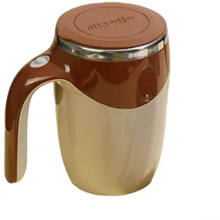 Zoegneer Automatischer Rühr-Kaffeebecher, selbstrührender Becher, selbstmischender Becher, elektrisch, magnetisch, wiederaufladbar, tragbar, anpassbar, faule Tasse für Zuhause, Büro, Reisen (braun)
