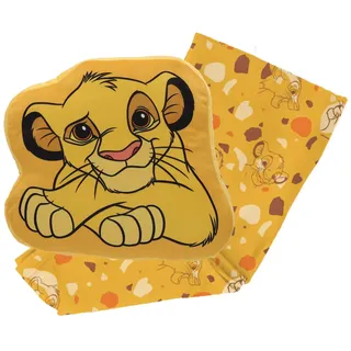 Disney Kissen 3D König der Löwen Simba – Kissen 40 x 41 cm und Decke 100 x 140 cm – 100 % Polyester