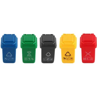Namvo 5 Stück Mini-Mülleimer, Tisch-Mülleimer, Klassifizierung, Mülleimer mit Rädern, Mülleimer-Klassifizierungsboxen, Mini-Mülleimer, Szenenmodell-Zubehör