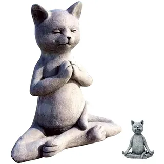 Molyorch Meditierende Katze Hund Buddha Statue, Meditierende Yoga Katzen Figur, Meditationsgeschenke, Für Zuhause Garten Dekoration
