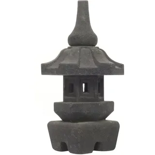 Oriental Galerie Stein Figur Pagode Skulptur bestehend aus 4 Elementen für den Garten oder Eingang Lavastein Grau 38 cm