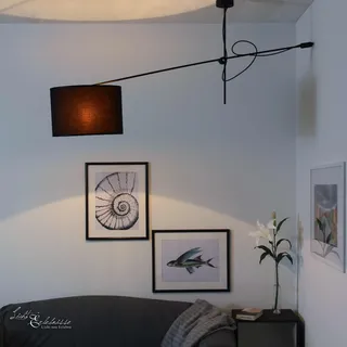 Xxl Deckenleuchte Verstellbar Stoffschirm Gelenkarm L: 165 Cm Deckenlampe Wohnzimmer
