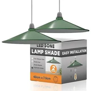 LEDSone Vintage-Lampenschirm aus Metall im Retro-Stil in Scheibenform, einfache Passform für Wohnzimmer, Schlafzimmer, Küche, Esszimmer, Café und Restaurant (2, Grün)