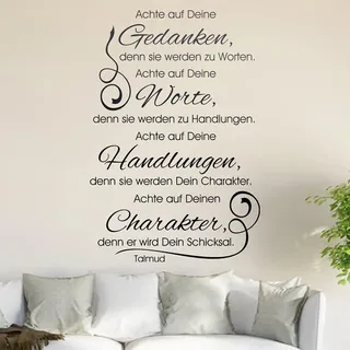 Achte auf Deine Gedanken... Wandtattoo in 6 Größen - Wandaufkleber Wall Sticker - Dekoration, Küche, Wohnzimmer, Schlafzimmer, Badezimmer