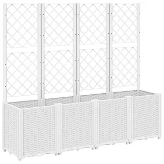 vidaXL Pflanzkübel mit Rankgitter 160 x 40 x 140 cm Weiß