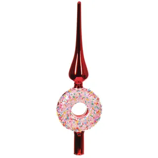 zeitzone Christbaumspitze Donut Streusel Echt Glas Rot Weihnachtsbaumspitze 30cm