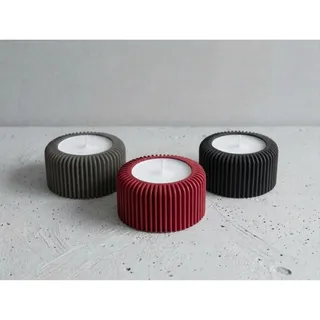 Teelichthalter (3er Set) - @AcubycArt - für kleine Teelichter - modernes Design - Bio-Kunststoff (Rot, dunkel Grau, Schwarz, 3 cm)