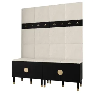 ABIKS MÖBEL Kompaktgarderobe PALERMO Set 3 Garderobe mit gepolsterten Paneelen, Industriell Design schwarz