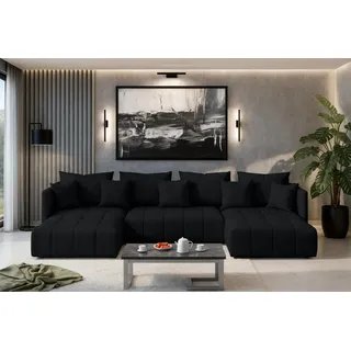 ax living Wohnlandschaft Stoff U-förmig 3-Sitzer Schwarz