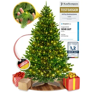 ArtiTree Künstlicher Weihnachtsbaum mit Beleuchtung 270 cm – Nordfichte | Premium Tannenbaum naturgetreu wie echt: warmweiße LEDs, 100 % PE-Spritzguss inkl. FSC-Holzständer & Aufbewahrungstasche