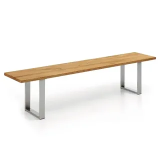 Niehoff Oak Edition Bank Charaktereiche Edelstahl gebürstet 140cm