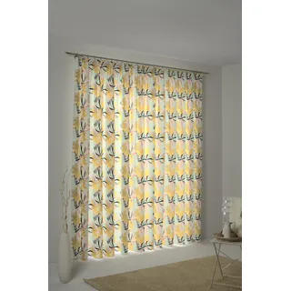 Vorhang ADAM "Jungle" Gardinen Gr. 245 cm, Kräuselband, 145 cm, bunt (gelb, türkis) Kräuselband nachhaltig