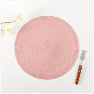 Ueiwffzo 6 Stück Tischset Platzset Abwaschbar Platzdeckchen für Esszimmer gewebt Rund Platzdeckchen Waschbar Hitzebeständig Schmutzabweisend für Hochzeit, Fest, Küche, Party (Rosa)