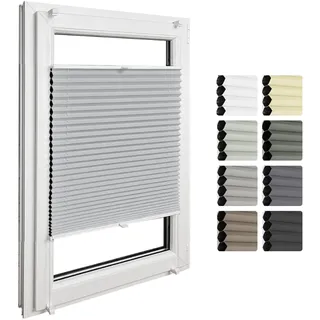 Home-Vision® Premium Doppelplissee Wabenplissee ohne Bohren mit Klemmfix (Weiß-Grau, B40cm x H200cm) Modern Klemmfix Blickdicht Plissee Sonnenschutz Hitzeschutz Jalousie für Fenster Thermo