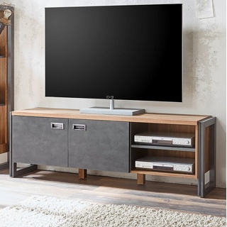 Furn.Design Lowboard Auburn (TV-Unterteil in Eiche Stirling und grau Matera, 156 x 53 cm), Industrial Design beige