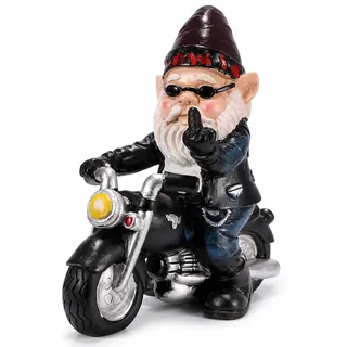 Ruiaqer Gartenzwerg Motorrad Zwerge,13.3cmx13cm Statue Wasserdicht Sonnenschutz Gartendeko für den Garten,gartenzwerg lustig,Geschenke für männer,Deko für den Balkon (Motorrad)