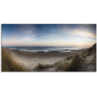 Glasbild ARTLAND "Strand und Sanddünen am Hengistbury Head" Bilder Gr. B/H: 100 cm x 50 cm, Küste, 1 St., blau Glasbilder