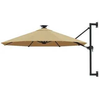 furnicato Sonnenschirm zur Wandmontage mit LEDs 300 cm Taupe, LxB: 300x300 cm grau