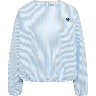s.Oliver Oversized Baumwollbluse mit Herz-Stickerei Blau 36