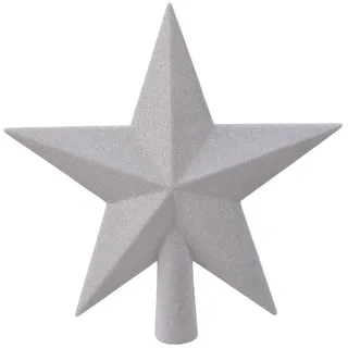 Kaemingk Christbaumspitze, Christbaumspitze Stern mit Glitzer 19cm Kunststoff - Winterweiss weiß