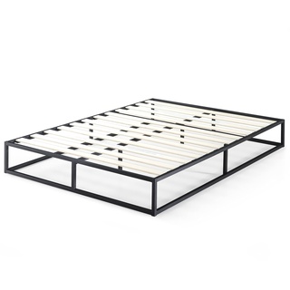 Zinus Joseph Bett 180x200 cm - Höhe 25 cm mit Stauraum unter dem Bett - Metall-Plattformbettrahmen mit Holzlattenrost - Schwarz