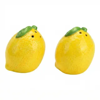 TopShop24you Salz- und Pfefferstreuer Zitrone 2er-Set aus Keramik (6x7x6cm) – Gelbe Zitronen Gewürzstreuer für mediterrane Tischdeko, Lustiges Küchenzubehör & Sommer Deko Geschenk