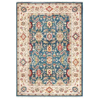 mazovia Orientalisch Teppich - Traditioneller Teppich für Wohnzimmer, Esszimmer - Orient Teppiche Ornament - ÖKO-TEX Wohnzimmerteppich Blau - 120 x 170 cm