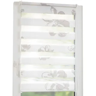BELLA CASA Vario-Duo-Rollo "Blume", ca. 40 x 150 cm - Weiß mit Motiv