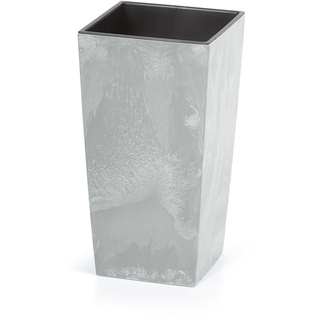 Prosperplast Blumentopf mit Einsa, beton, 240x240x450 (B 24 x H 45 x T 24 cm, grau in Betonoptik)