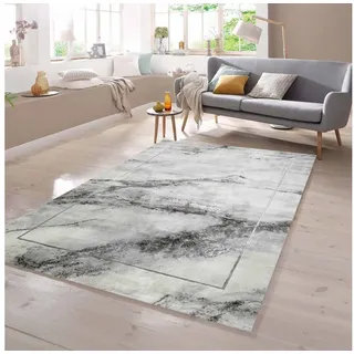 TeppichHome24 Teppich Wohnzimmerteppich modern Marmor Optik in grau, quadratisch grau quadratisch | 200 cm x 200 cm