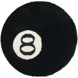 MZYZPPBD 8 Ball Teppich Simulation Billard 8 ball rug Rund Tufting Weich Billiard Teppich Anti-Rutsch Badematte Kinder Schlafzimmer Schwarz 8 Ball Rug für Wohnzimmer Dekoration,C,60*60cm/23.6*23.6inch