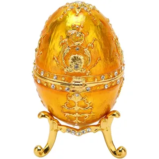 HEITIGN Vintage Fabergé-Ei-Schmuckkästchen Gold oder Rot Imperial Fabergé-Ei-Schmuckkästchen Reichhaltige Emaille- und Funkelnde Strass-Schmuckschatulle Zur Aufbewahrung Luxuriöser (Gold)
