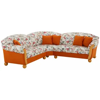 Home Affaire Ecksofa HOME AFFAIRE "Milano, bequem mit Federkern, B/T/H 233/233/83cm, Landhausstil, L-Form", bunt (terrakotta, geblümt), B:233cm H:83cm T:233cm, Sofas, Ecksofa, gleichschenklig