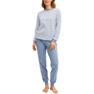 CALIDA Graphic Nights Bündchen-Pyjama Damen, weich, pflegeleicht, elastischer Hosenbund, softe Bündchen an den Abschlüssen - 48-50