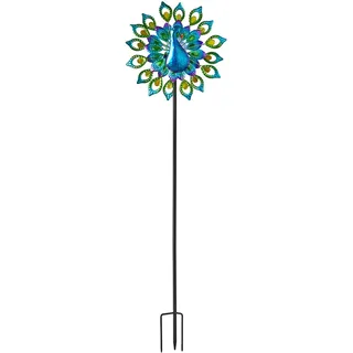 Smart Solar Pfau Windspiel Garten Licht - Farbwechselnde LED, Solarbetrieben, 130 cm hoch - Modernes Design, Lebendige Farben - Inklusive Stabilitätsspieß und Rotationsfunktion