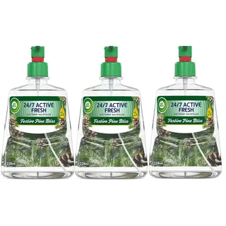 Air Wick Active Fresh – Aeorosolfreier, automatischer Lufterfrischer – Raumduft Festive Pine Bliss – 3 x 228 ml Nachfüller
