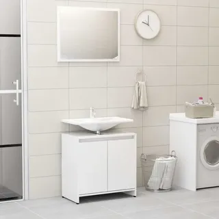 vidaXL Badmöbel-Set 2-tlg. Hochglanz Weiß