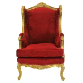 Casa Padrino Barock Lounge Thron Sessel Bordeaux Rot / Gold - Antik Stil Ohrensessel