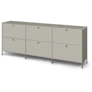 Tchibo - Sideboard Metall »Cn3« mit 6 Klappenfächern - 227x40x89,5cm - hellgrau -