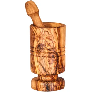Mörser H12cm Olivenholz Holzmörser Stößel zylindrisch Holz Gewürzmühle Küche Natur Unikat Holz