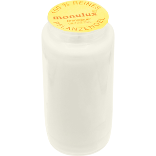 MONULUX-Glasöllicht, 100% reines Pflanzenöl, Weiß, Brenndauer ca. 120 Stunden, 140/65 mm, Karton mit 20 Stück