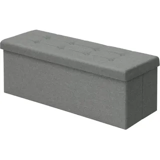 Woltu Sitzhocker (1 St), mit Stauraum 110cm, Bettbank klappbar, aus Leinen grau 110 cm x 38 cm x 38 cm