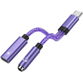USB C Kopfhörer Adapter und Laden,2 in 1 Multi Typ C auf 3,5mm Klinke Adapter Schnellladung,Aux auf USB C für Samsung Galaxy S26 S25 S24 S23 S22+ S21 A17 A16 A15 A25 A54 A55 A56,iPhone 17 16 15 Pro