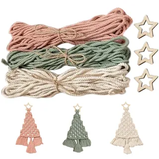Makramee-Weihnachtsbaum-Set, 3-teilig, Makramee-Wandaufhängung, für Weihnachtsbaum, Makramee, gewebt, Weihnachtsbäume, Basteln, Weihnachtsbaum, Makramee, Boho, Hängen zu Hause