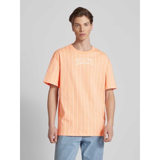 T-Shirt mit Nadelstreifen, Orange, XL